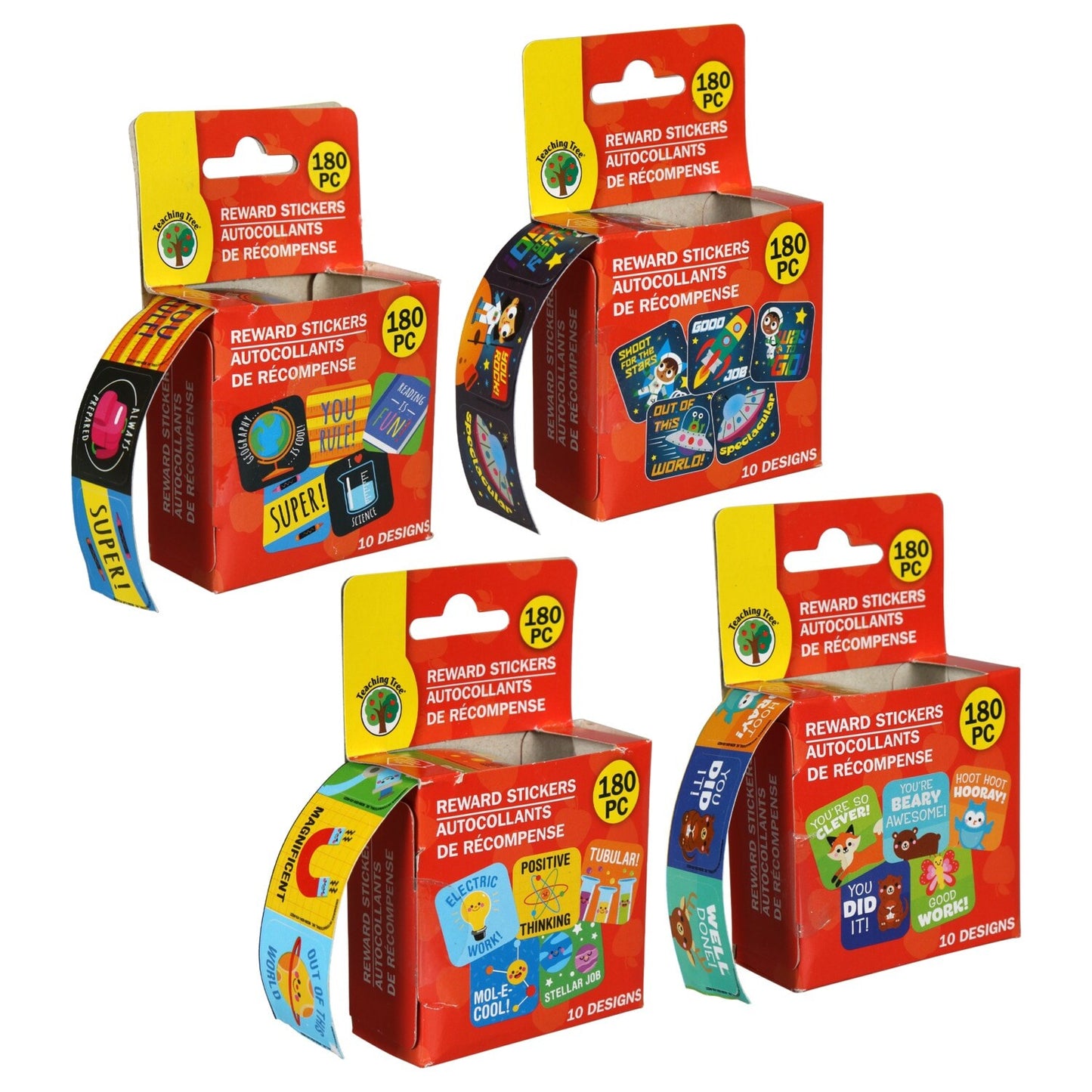 Teaching Tree Motivational Stickers, 180-ct. Rolls (Pack of 24)
