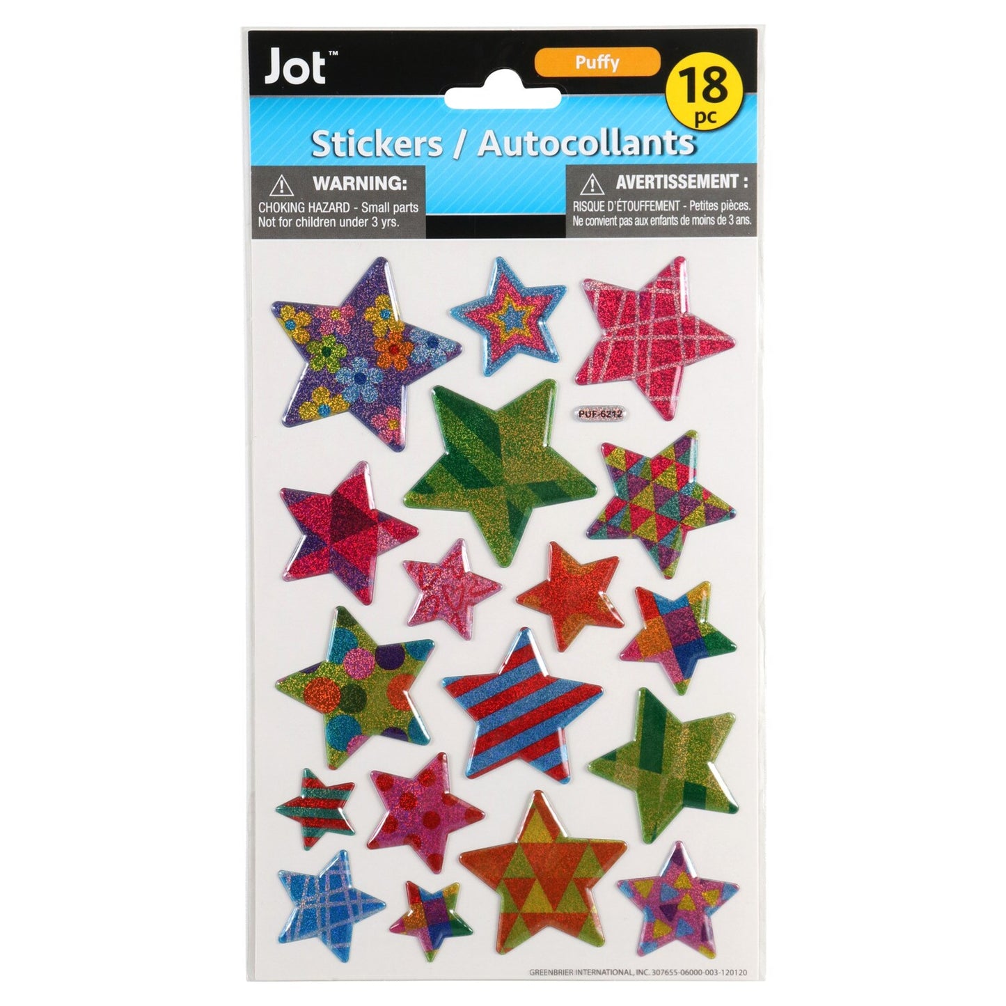 Jot Laser Puffy Stickers (Pack of 36)