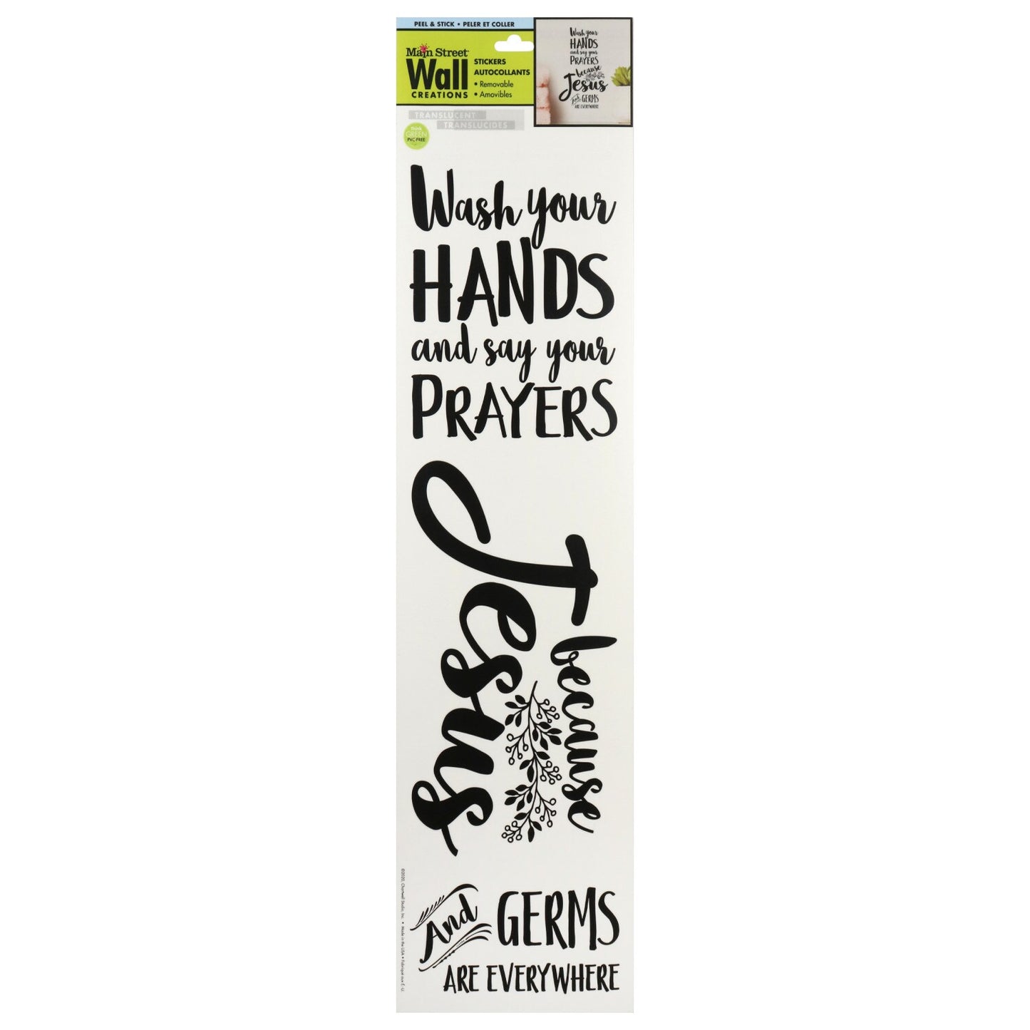 Wall Creations Jesus and Germs Jumbo Wall Stickers, 15.875x4.0 in. (Pack of 12)