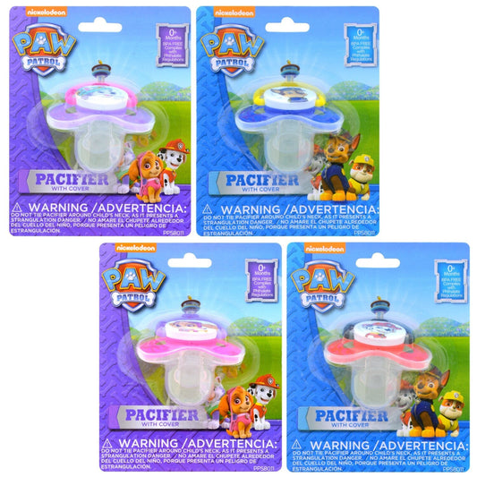 Nickelodeon Paw Patrol Plastic Pacifiers with Covers (Pack of 12)