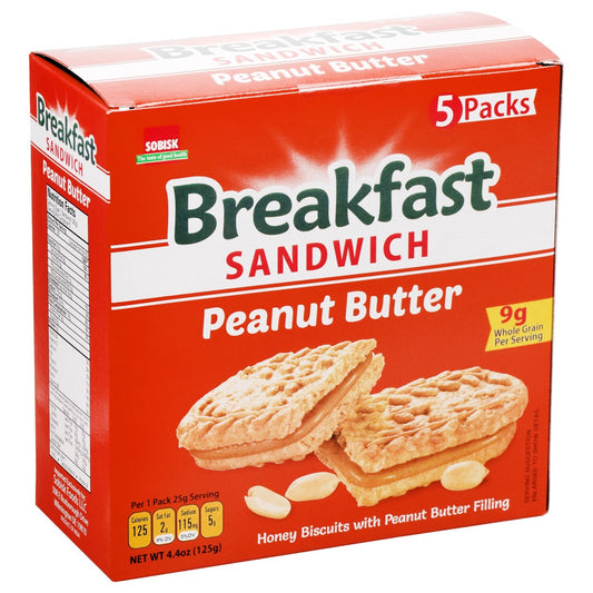 Sobisk Peanut Butter Breakfast Sandwich Cookies, 5.3 oz. Boxes (Pack of 15)
