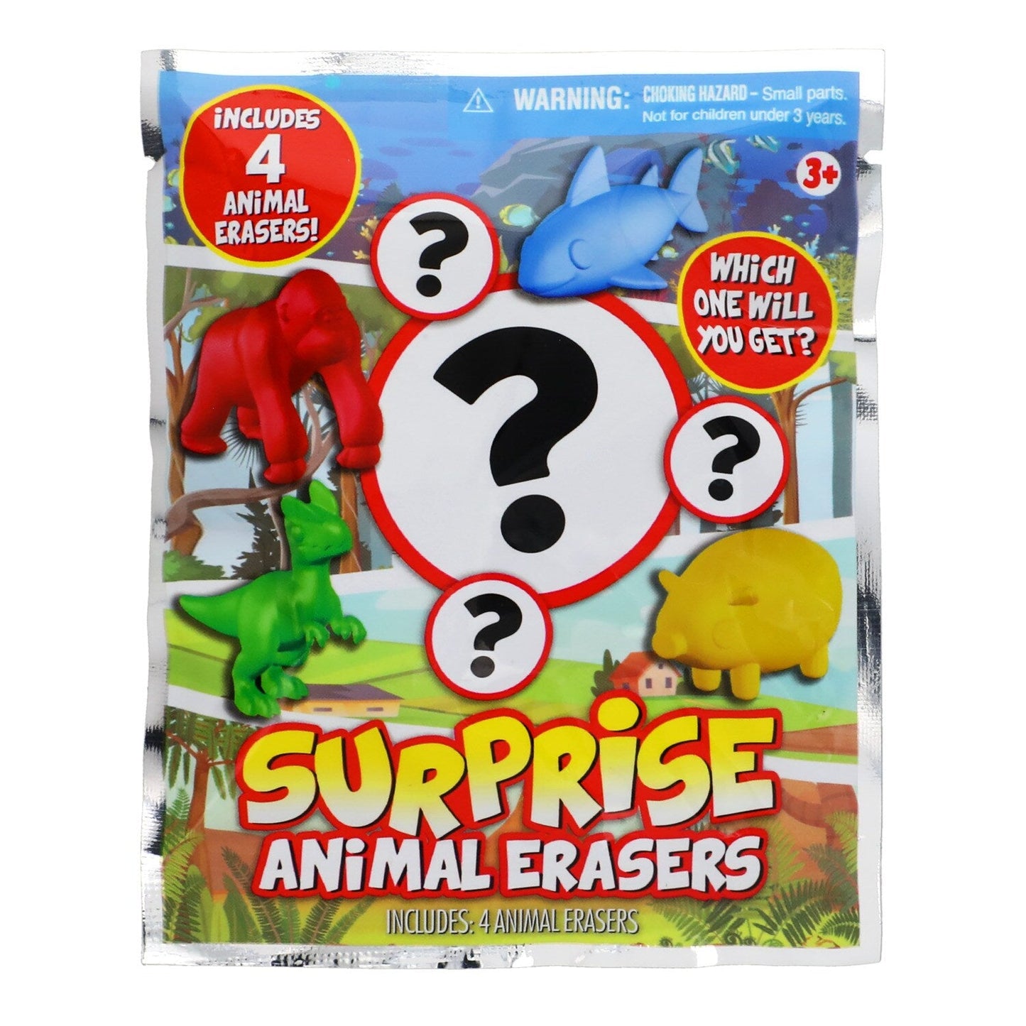 Surprise Animal Erasers, 1-pc. (Pack of 4)