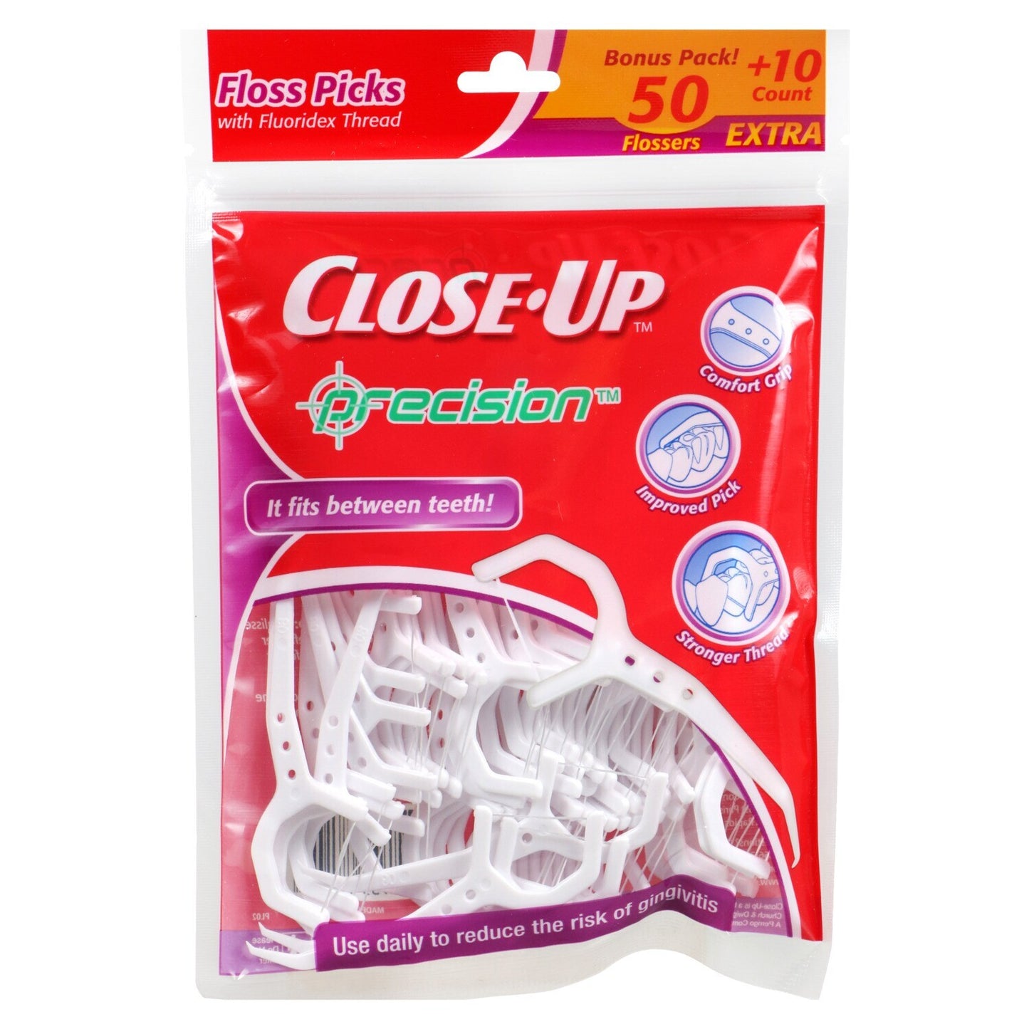 Close Up Precision Floss Picks, 60-ct. Bonus Packs (Pack of 24)