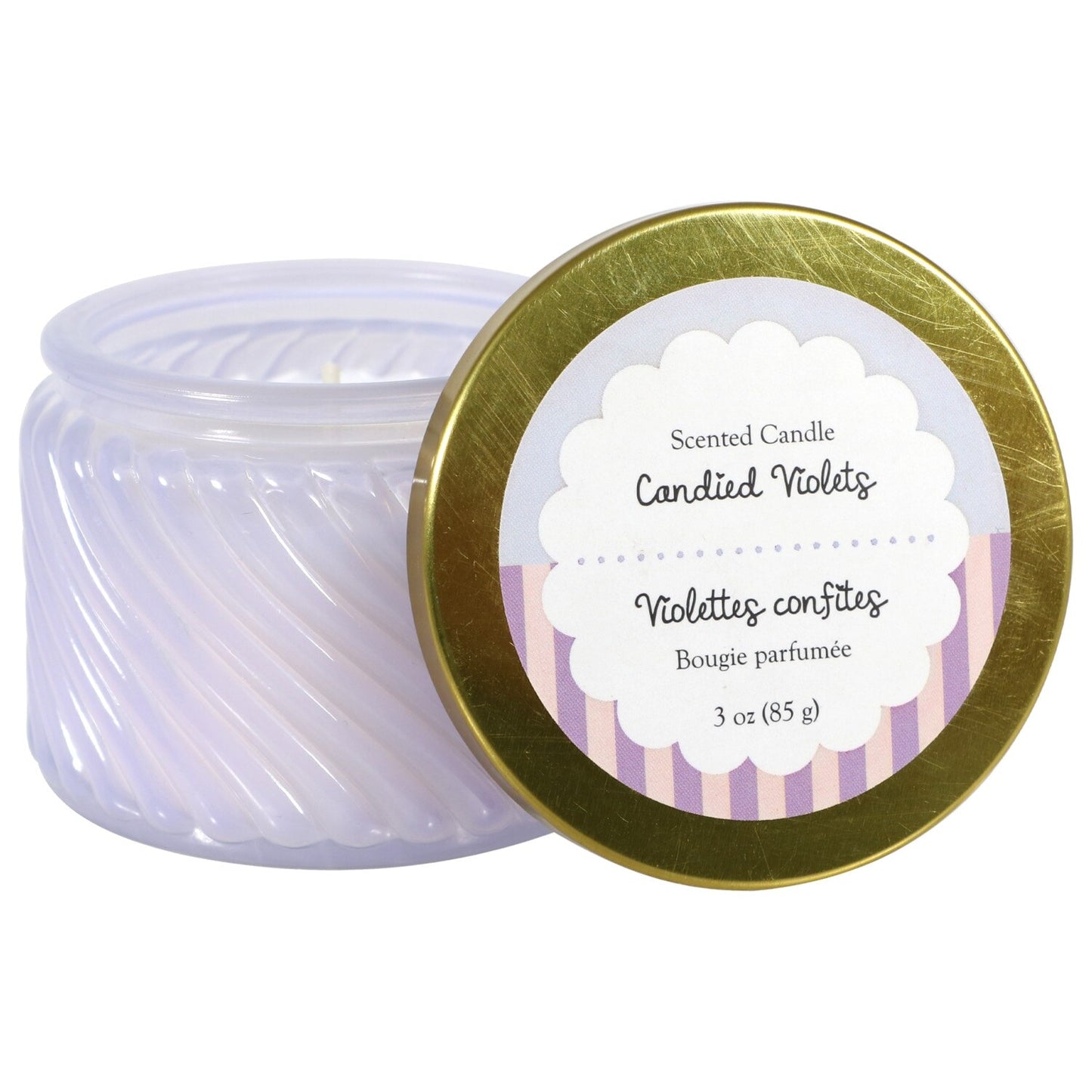 Sweets Swirl-Ribbed Jar Candles with Lids, 3 oz. (Pack of 24)