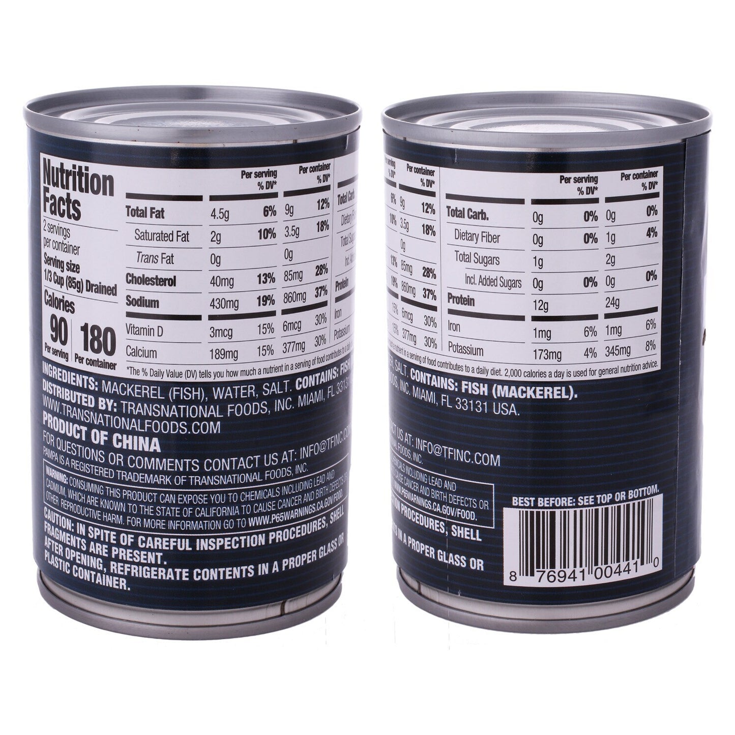 Pampa Mackerel In Brine, 10 oz. Cans (Pack of 24)