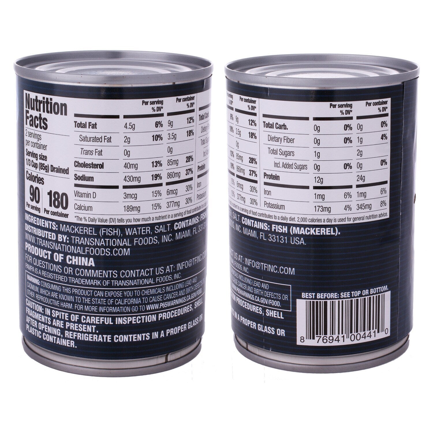 Pampa Mackerel In Brine, 10 oz. Cans (Pack of 24)