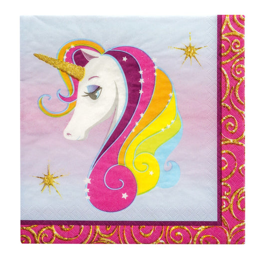 Unicorn Lunch Napkins, 13 in., 20-ct. Packs (Pack of 18)