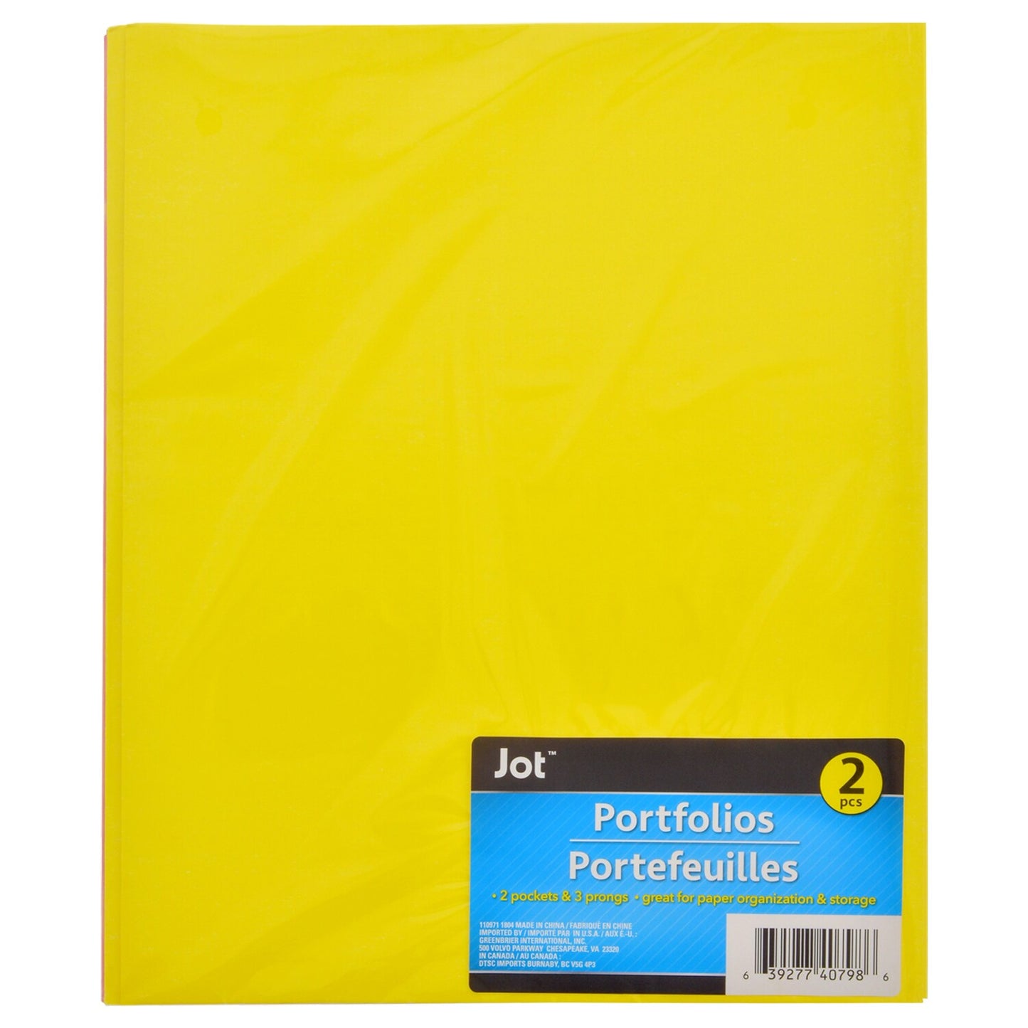 Jot Letter-Size Twin-Pocket Portfolios, 2-ct. Packs (Pack of 36)
