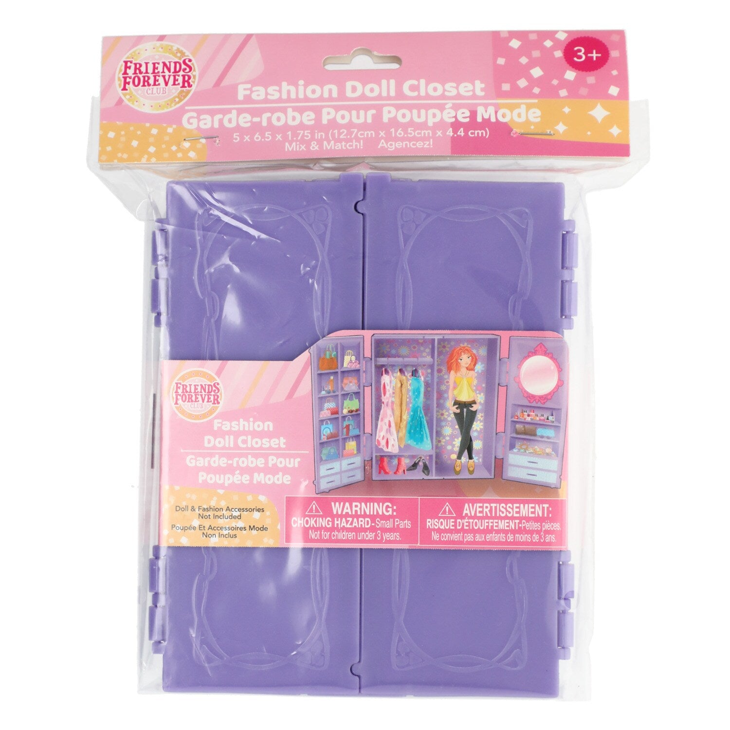 Fold-Out Closet Accessory Cases for Fashion Dolls, 7x2x5-in. (Pack of 3)