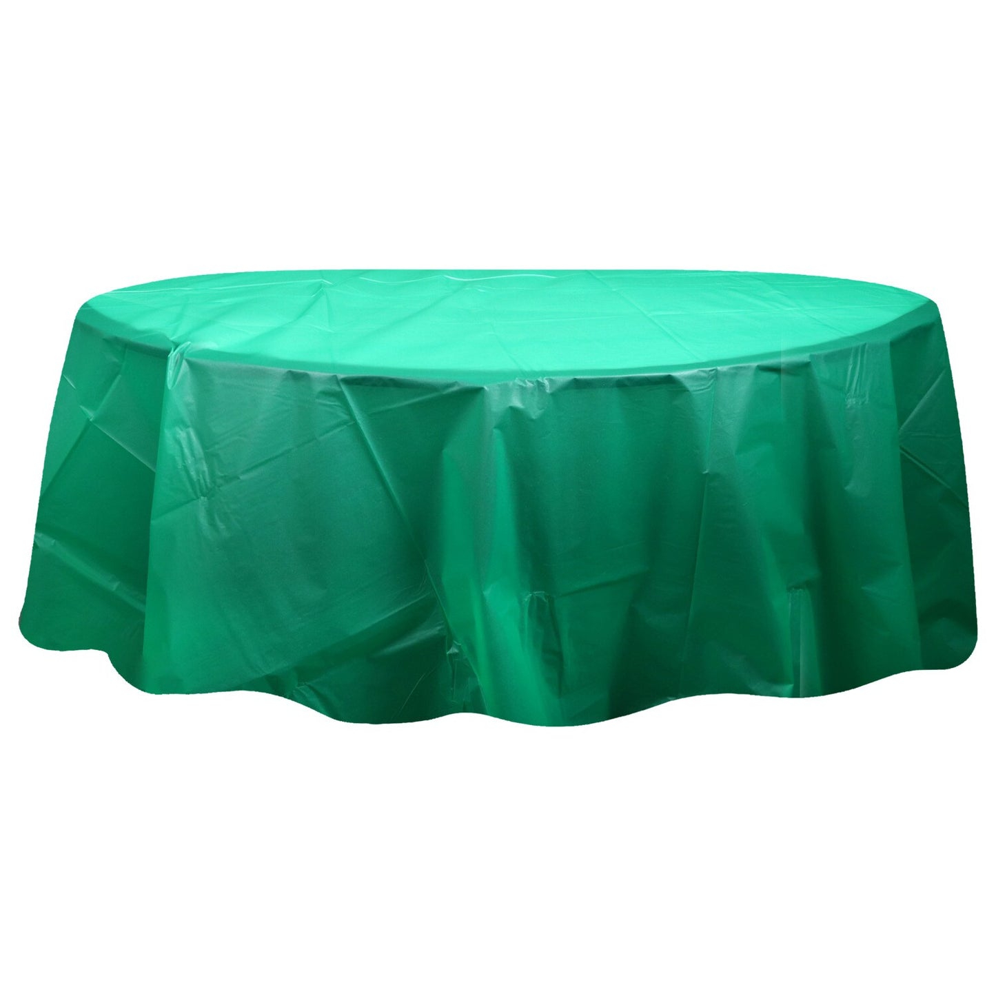 Round Green Plastic Table Covers, 84 in. (Pack of 18)