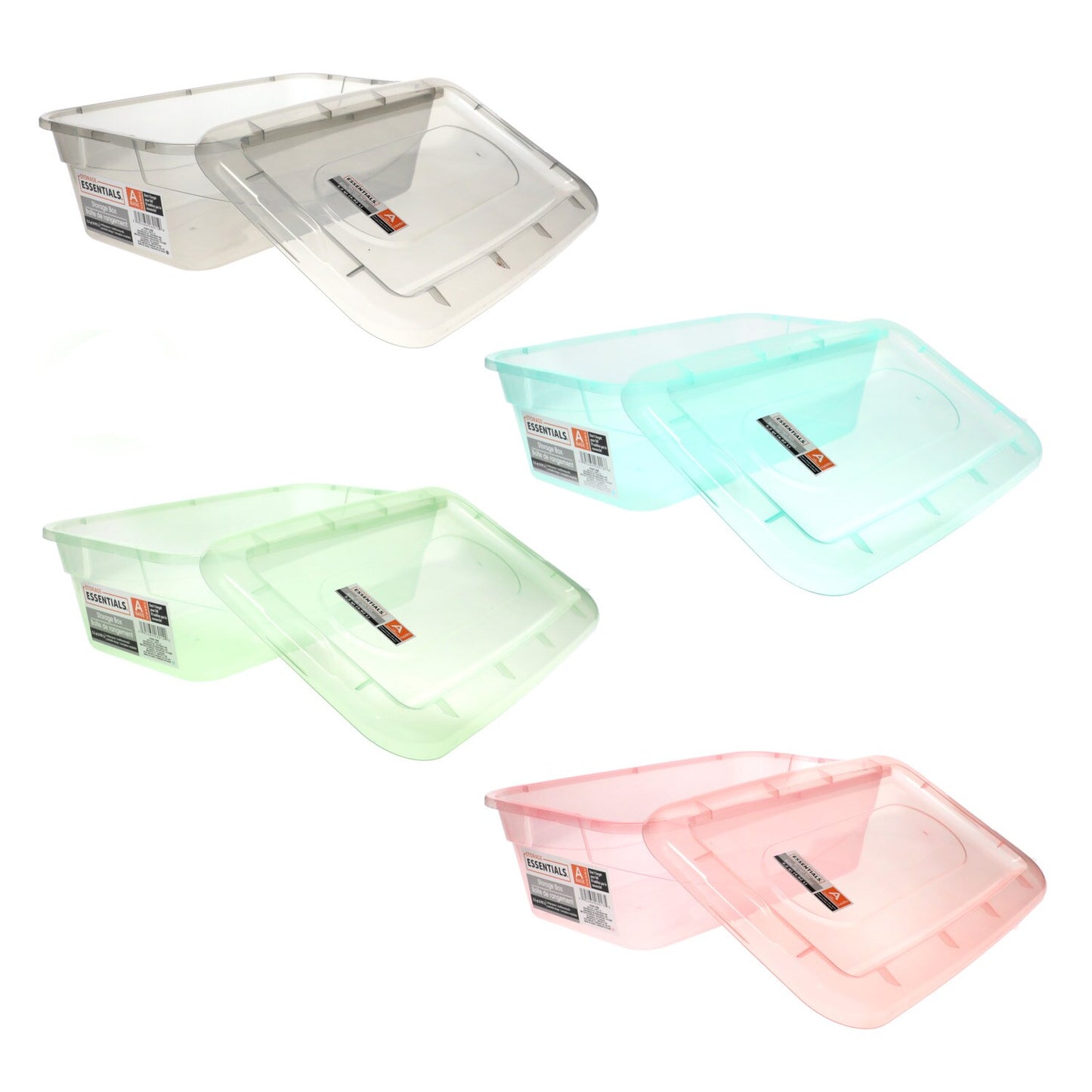 Colorful Translucent Plastic Storage Boxes with Lids (Pack 48)