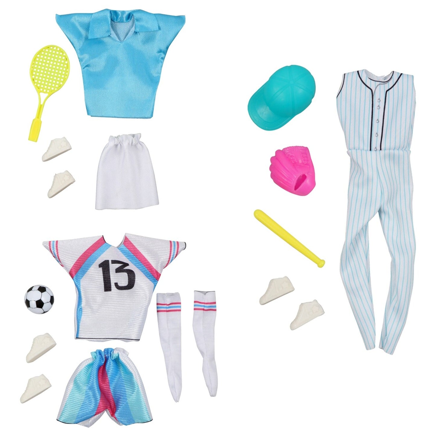 Fashion Doll Summer Sports Themed Clothes and Accessory Sets, 11-in. (Pack 36)