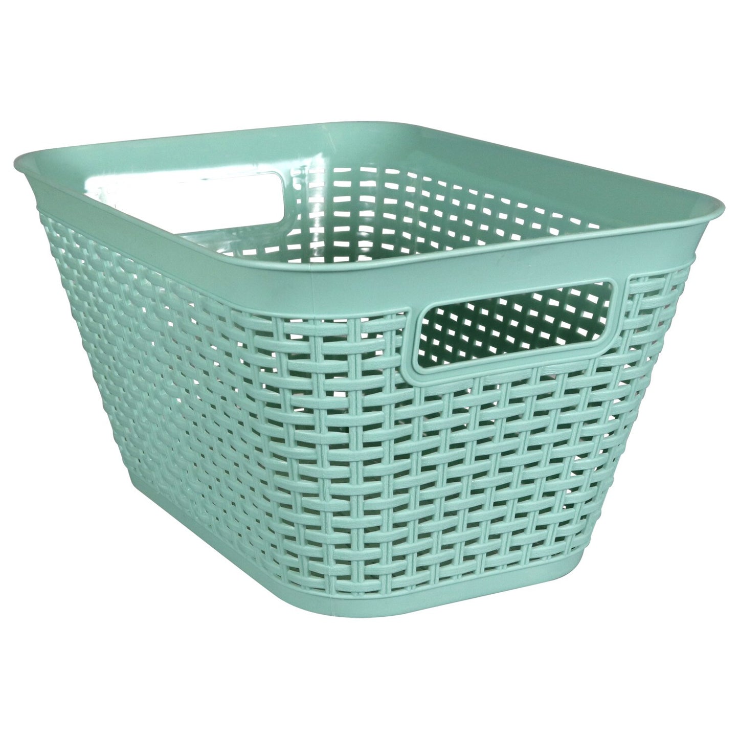 Essentials Rectangular Plastic-Weave Baskets with Handles, 7.875x11.5x5.875 in.
