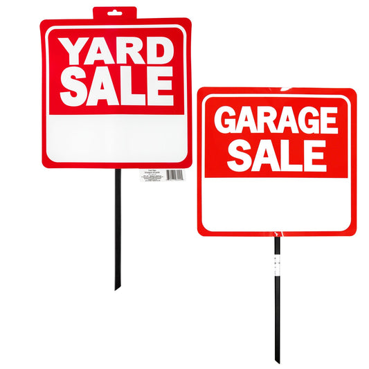 Plastic Sale Signs with Plastic Stakes, 14x15 in. (Pack of 16)