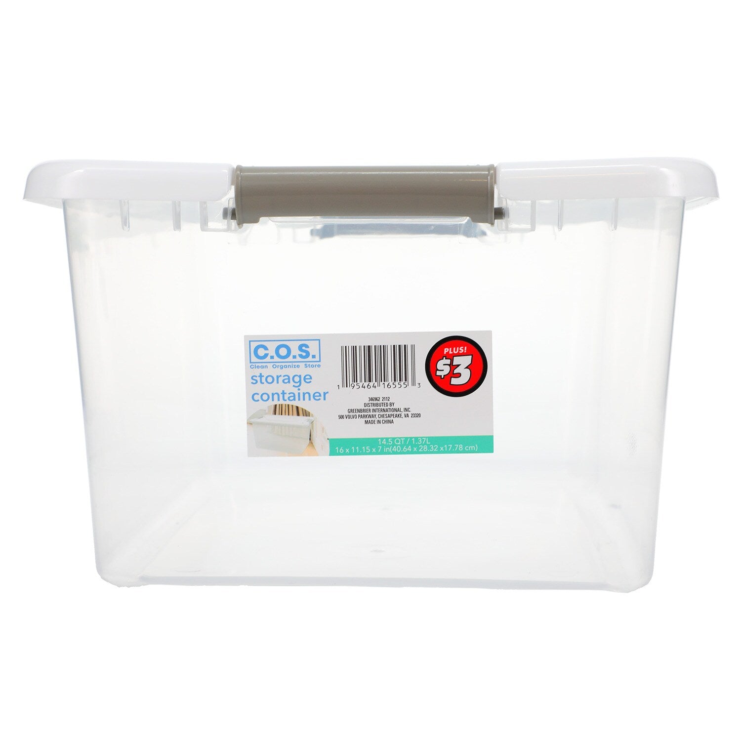 Clear Plastic Storage Bins with Clip-Lock Lids, 16x11x7 in Pack 3