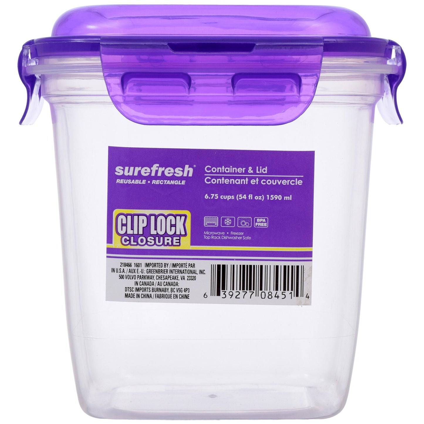 Fresh Tall Square Plastic Storage Boxes with Clip-Lock Lids, 54 oz. (Pack 12)