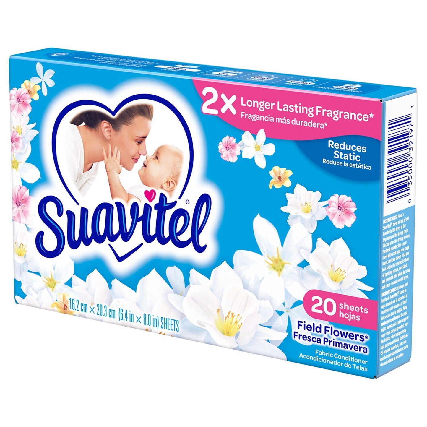 Suavitel Fabric Softener Dryer Sheets in Field Flowers Scent (Pack of 15)