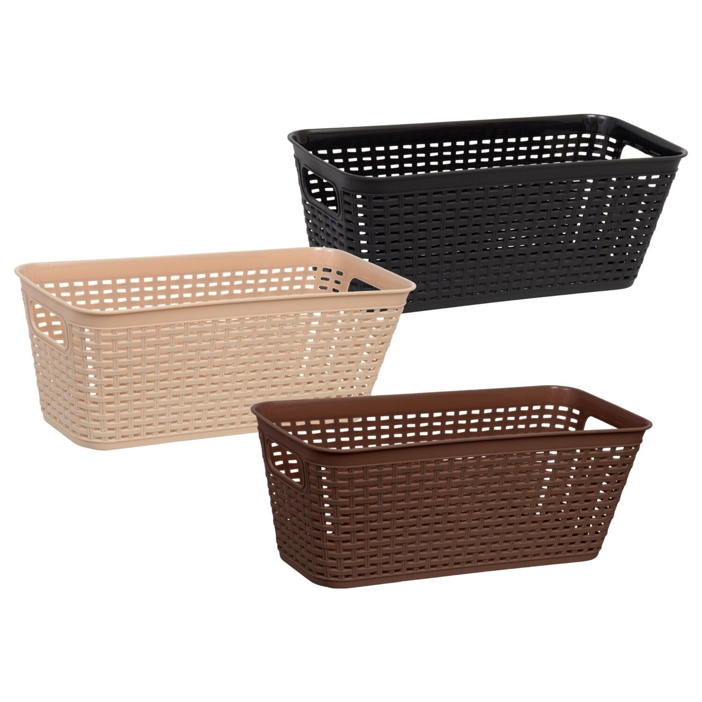 Essentials Woven-Look Plastic Storage Baskets (Pack of 24)
