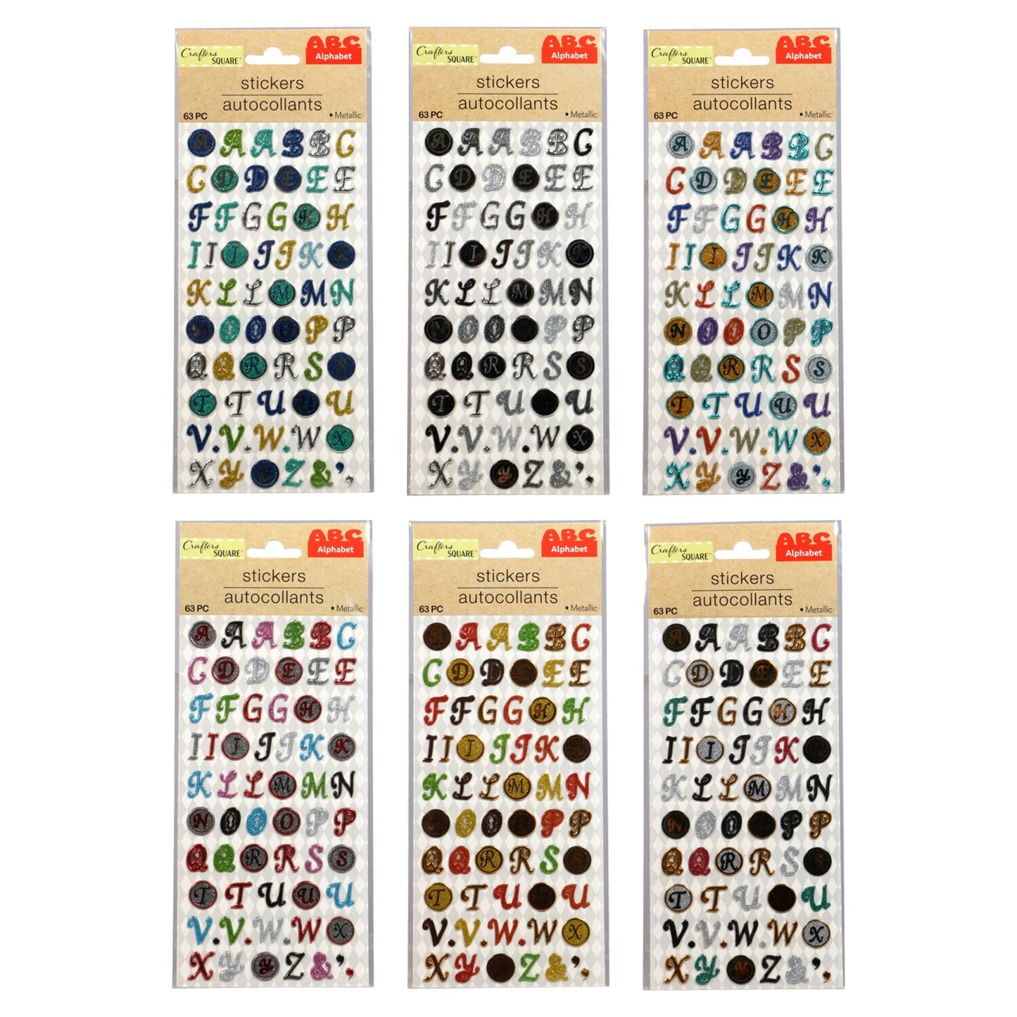 Crafter's Square Metallic Puffy Alphabet Stickers (Pack of 36)