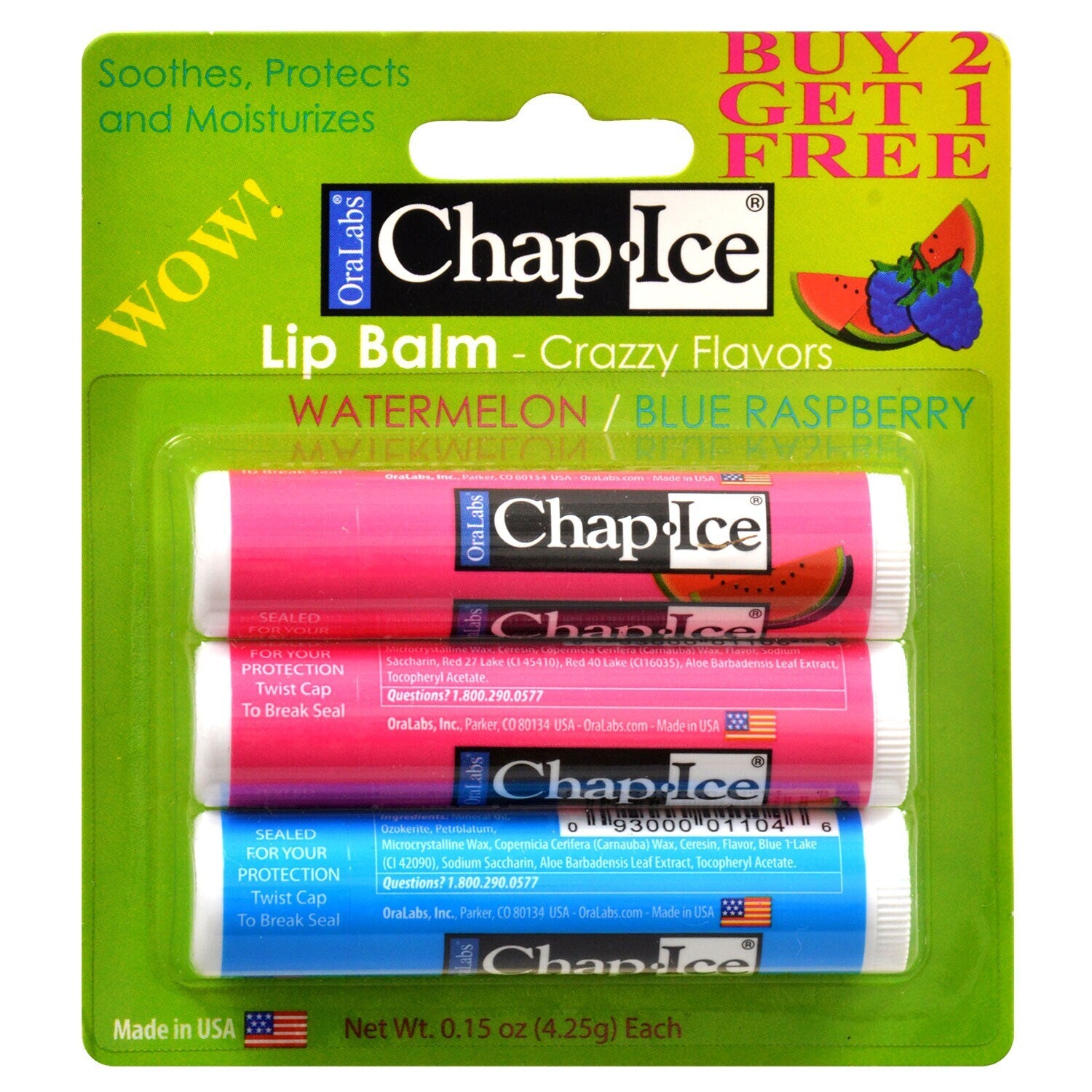 Oralabs Chap Ice Premium Lip Balm, 3-ct. Bonus Packs (Pack of 12)