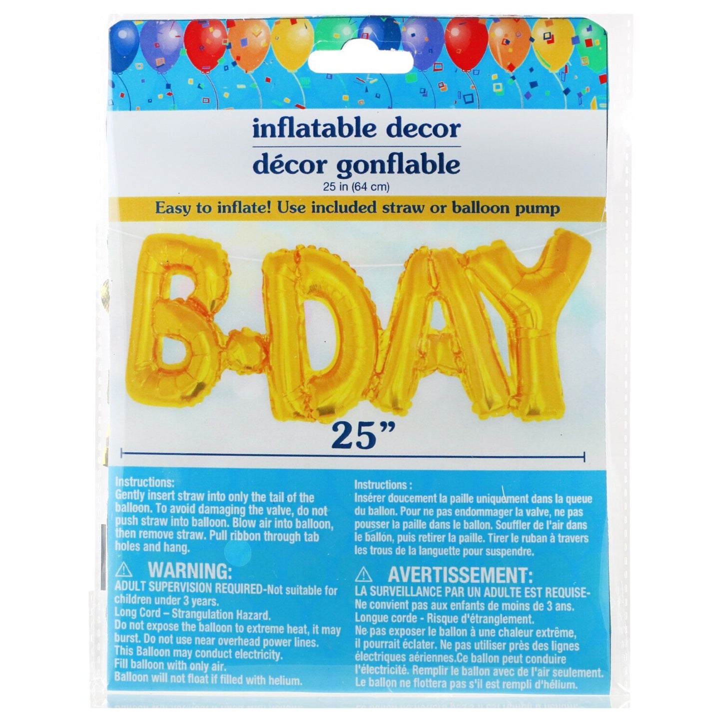 Birthday Letter Pre-Inflated Foil Balloons, 25 in. (Pack of 36)