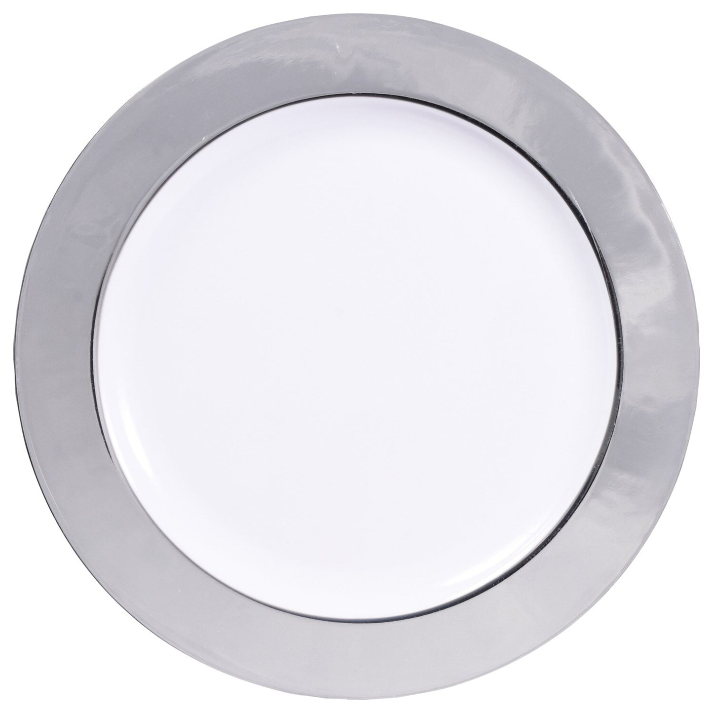 Silver-Rimmed White Plastic Dinner Plates, 10.25-in., 4-ct. Packs (Pack of 4)