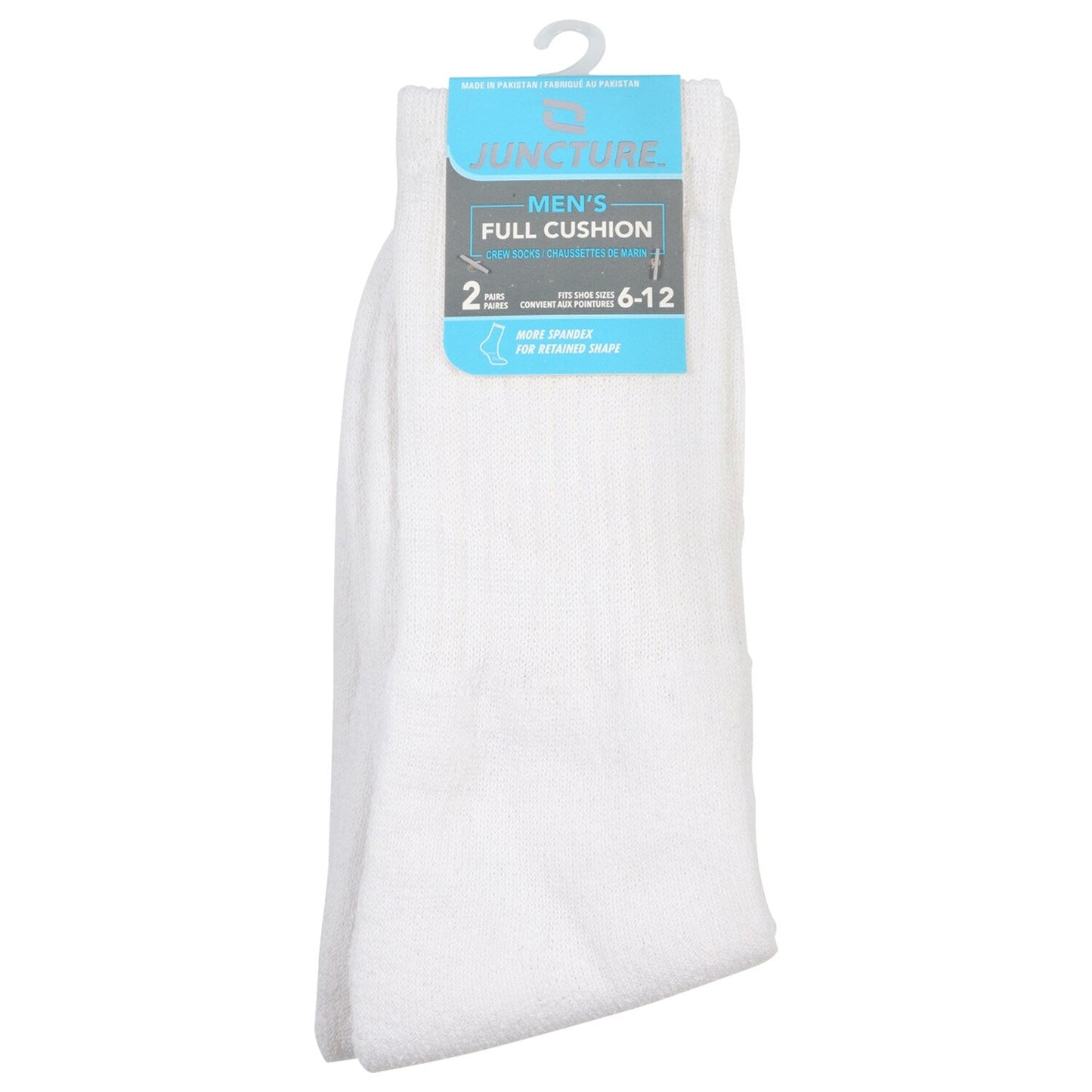 Juncture Men's Full Cushion White Crew Socks, 2-Pair Packs (Pack of 24)