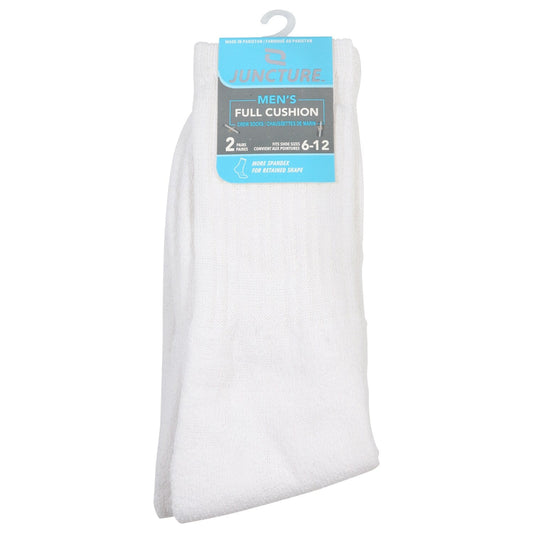 Juncture Men's Full Cushion White Crew Socks, 2-Pair Packs (Pack of 24)