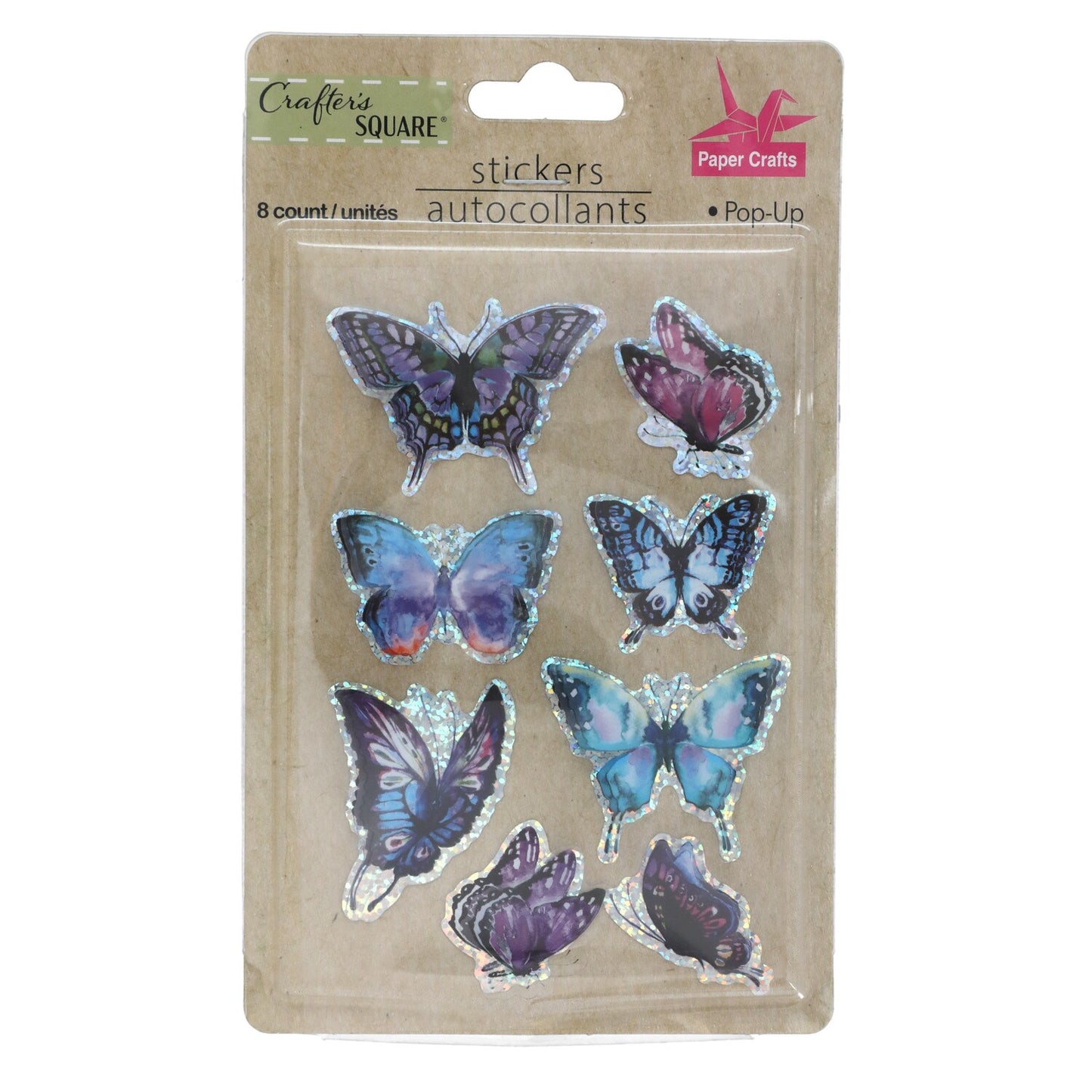 Crafter's Square Handmade Butterfly Stickers with 3-D Wings (Pack of 36)