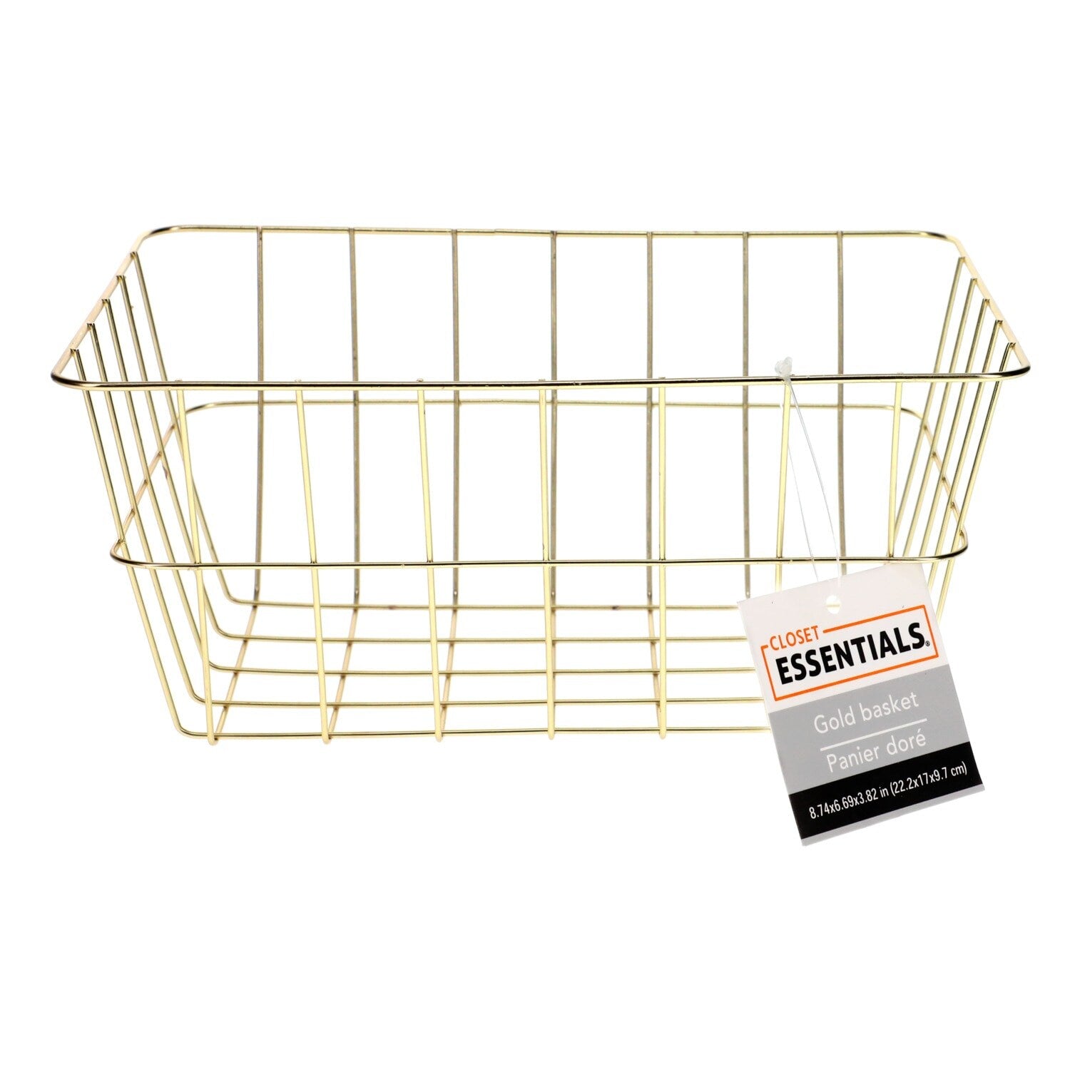 Essentials Gold Iron Rectangular Baskets, 8.625x6.625x3.875 in. (Pack of 4)