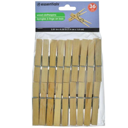 Essentials Wooden Clothespins, 36-ct. Packs (Pack of 4)