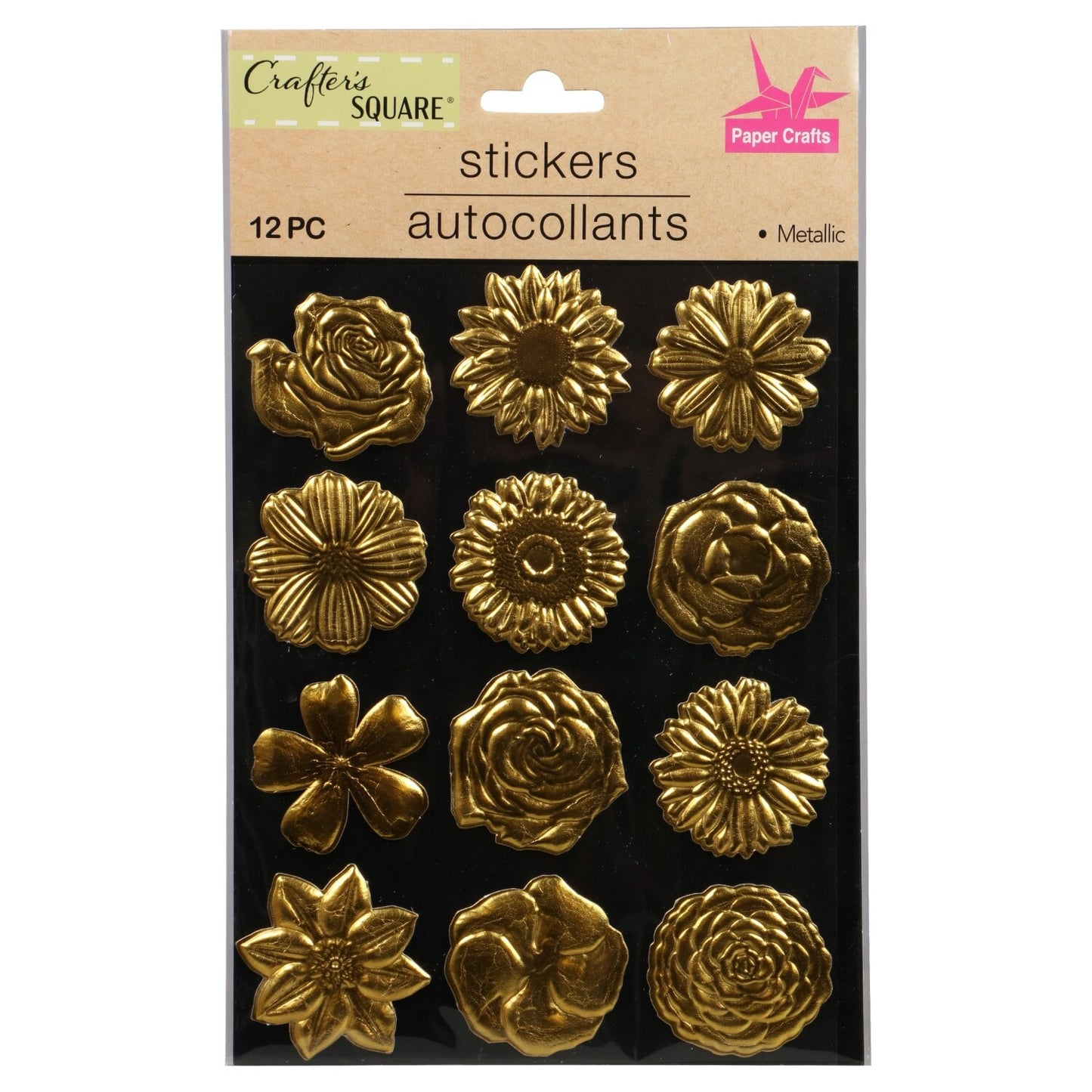 Crafter's Square Embossed Metallic Floral Paper Stickers (Pack of 36)