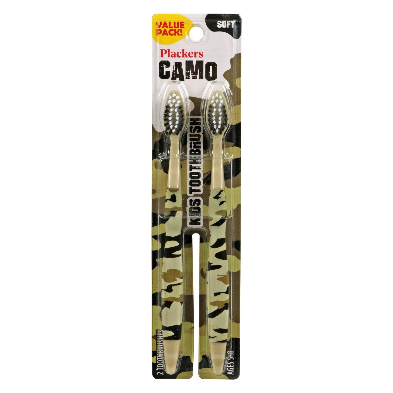 Plackers Camo Soft Toothbrushes, 2-ct. Packs (Pack of 24)