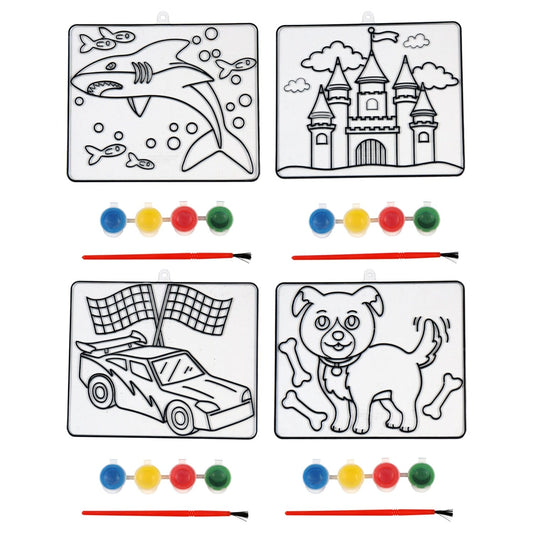 Suncatcher Paint Sets with Brushes, 5.625x4.75 in. (Pack of 36)