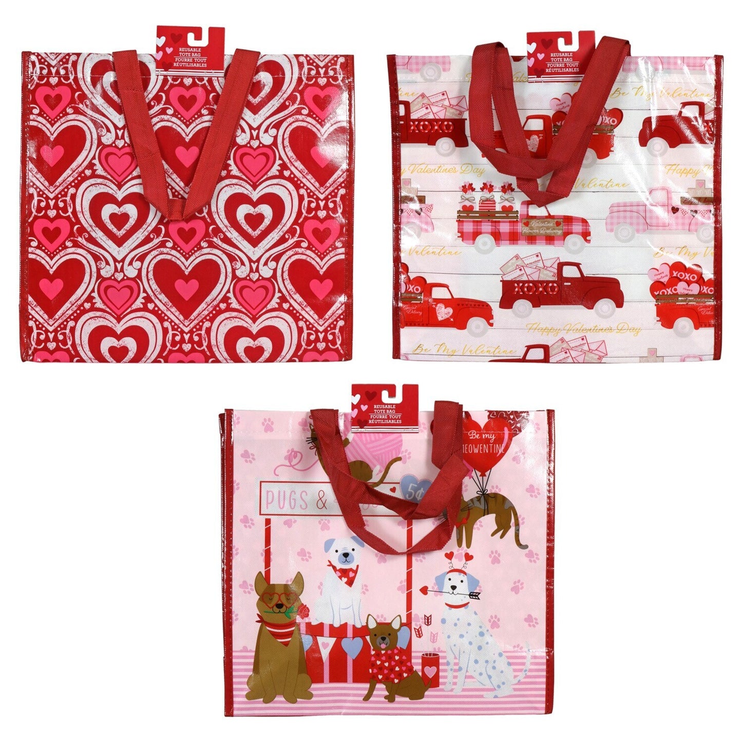 Laminated Valentine Totes, 13.25x22.25 in. (Pack of 24)