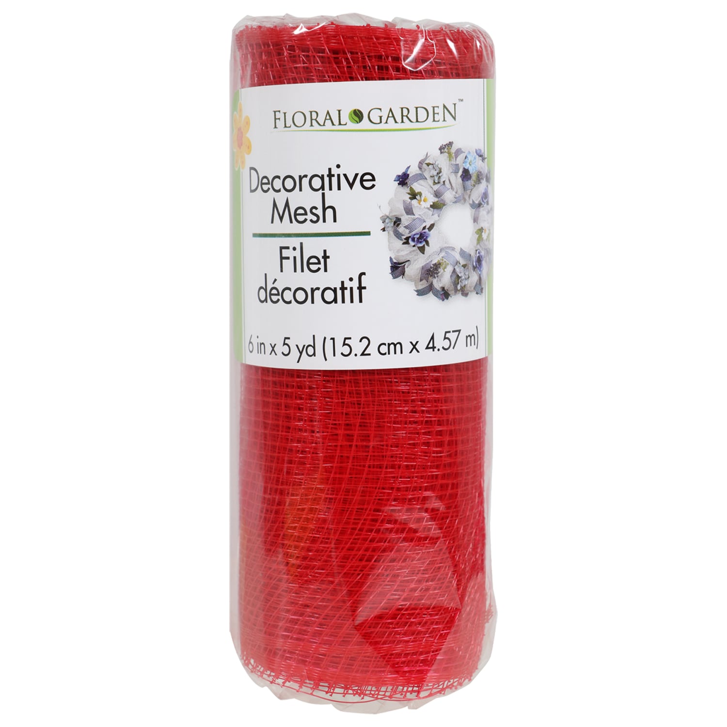 Floral Garden Red and Black Polyester Deco Mesh, 5-yd. Rolls (Pack of 6)