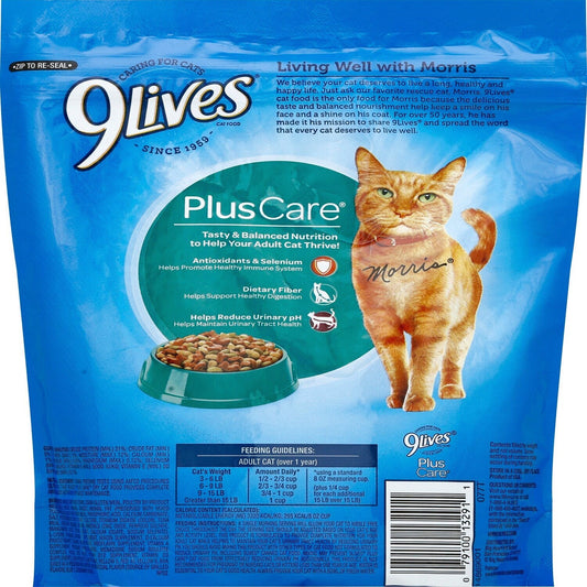 9 Lives Plus Care Cat Food, 12-oz. Bags (Pack of 6)