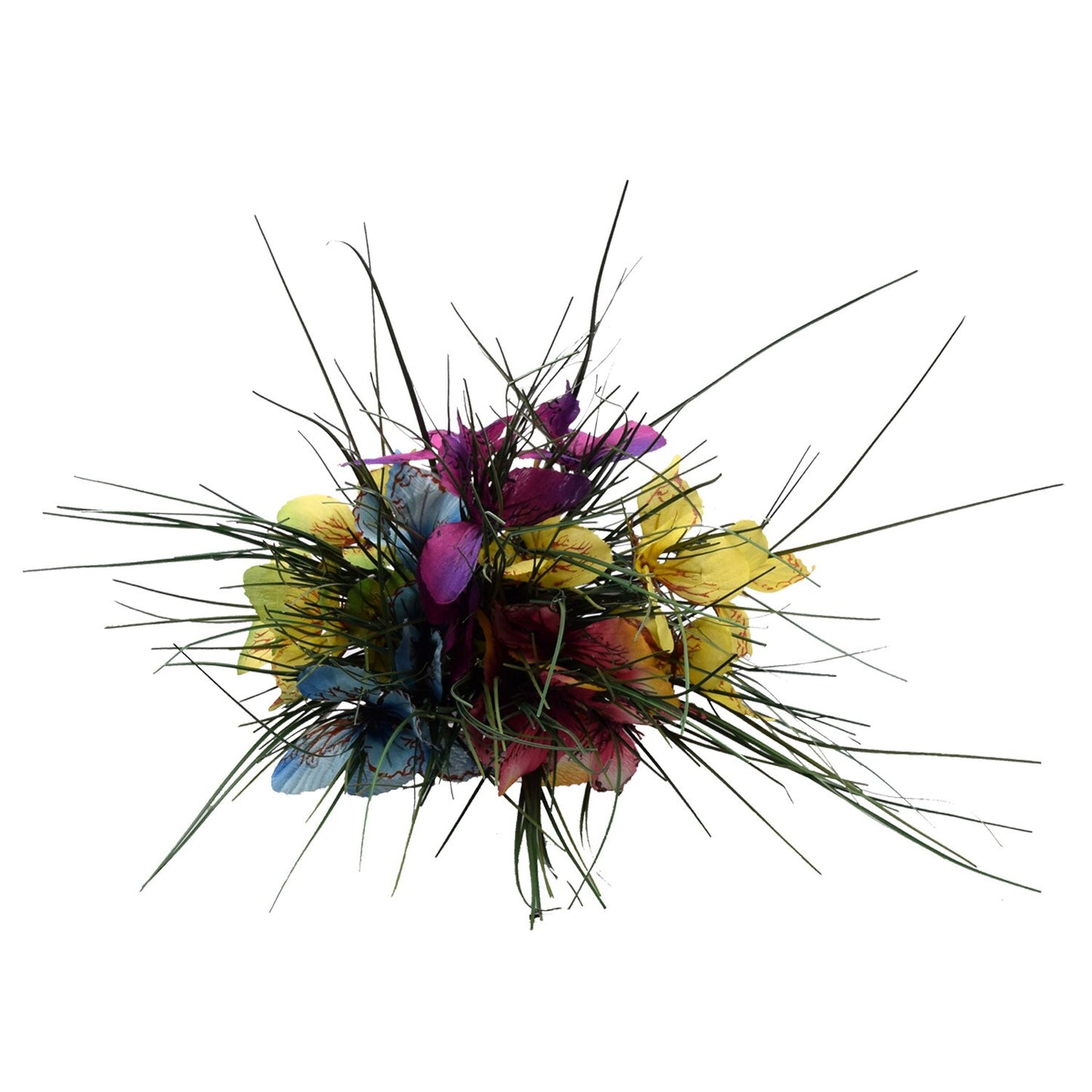 4-Stem Onion Grass Bushes with Fabric Butterflies 20x5.25 in (36)