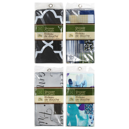 Home Collection Stylish Printed Shower Curtains, 72x70-in. (Pack of 36)