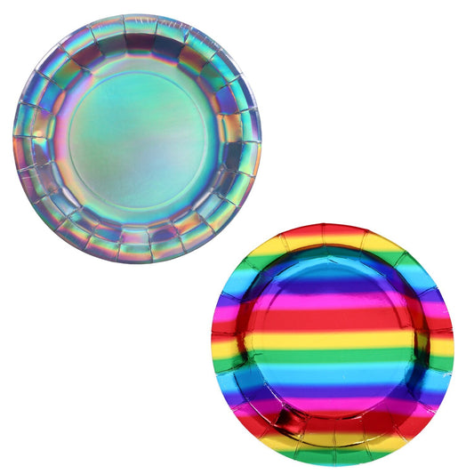 Metallic Rainbow Party 7-in. Round Paper Plates, 20-ct. Packs (Pack of 24)