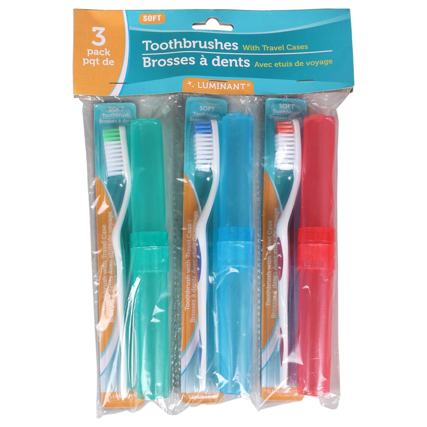 Toothbrushes with Travel Cases, 3-ct. Packs (Pack of 24)