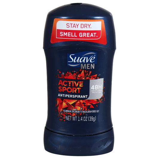 Suave Mens Active Sport Antiperspirant Deodorant, 1.4 oz. (Pack of 12)