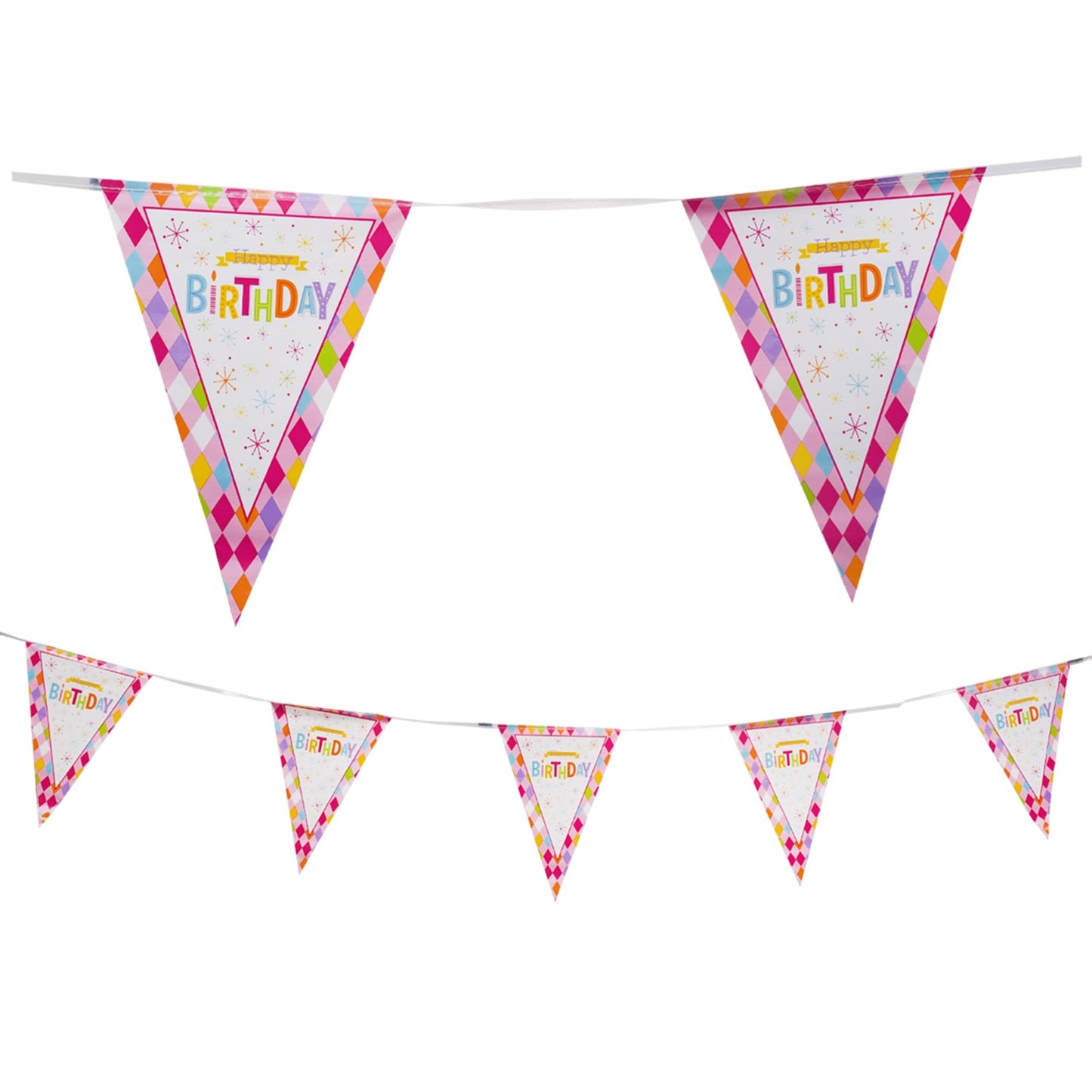 Happy Birthday Diamond Party Flag Banners, 12-ft. (Pack of 36)