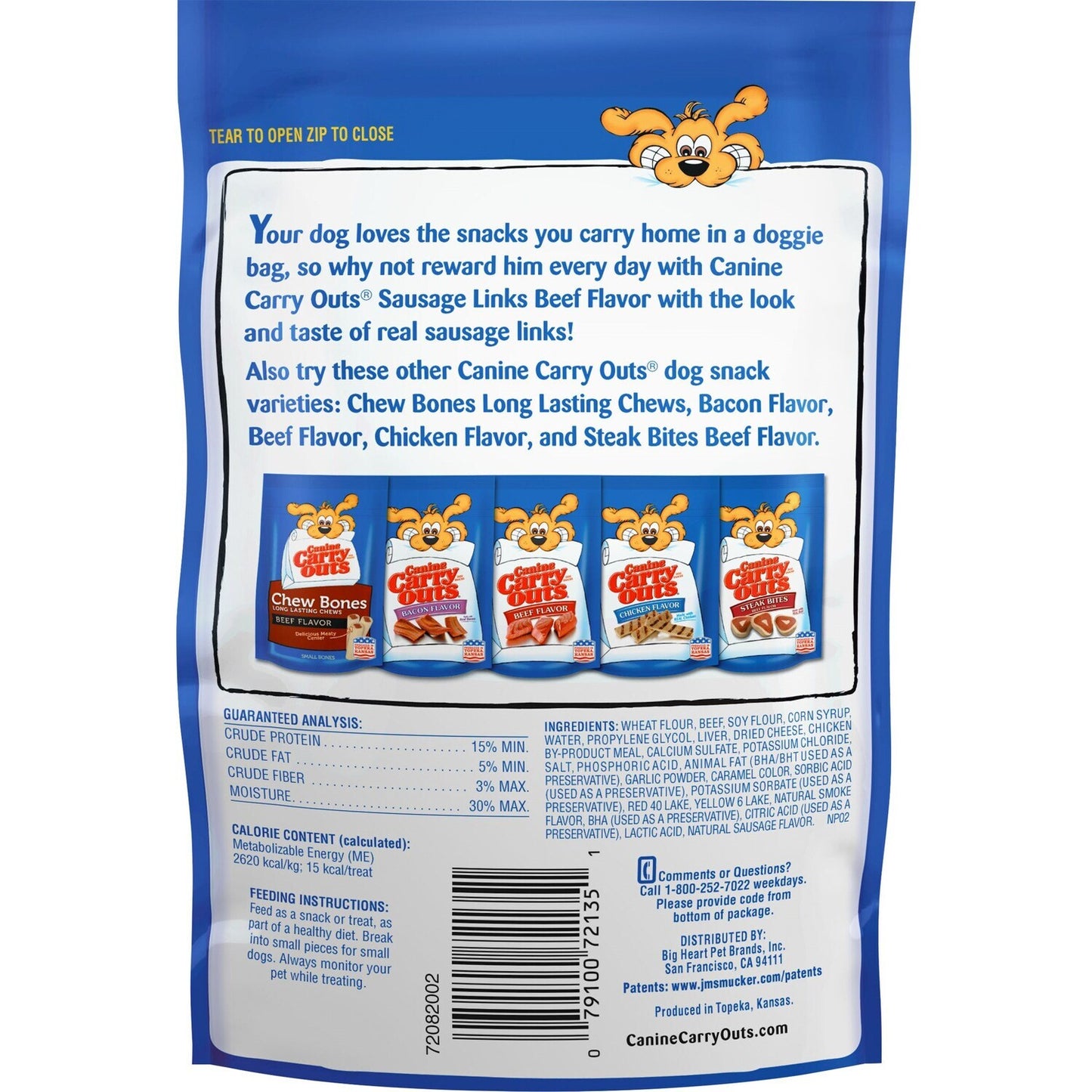 Canine Carry Outs Beef Flavor Sausage Links, 5 oz. Bags (Pack of 12)