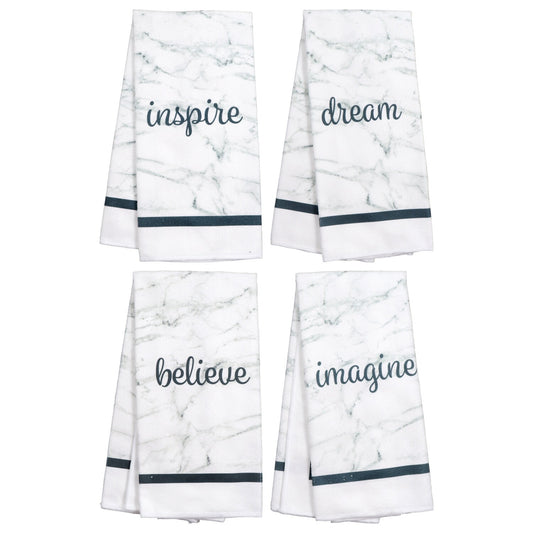 Marble Patterned Sentiment Kitchen Towels, 15x25-in. (Pack of 24)