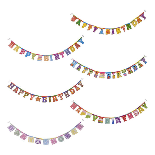 Assorted Birthday and Baby Shower Letter Banners, 7 ft. Strands (Pack of 36)