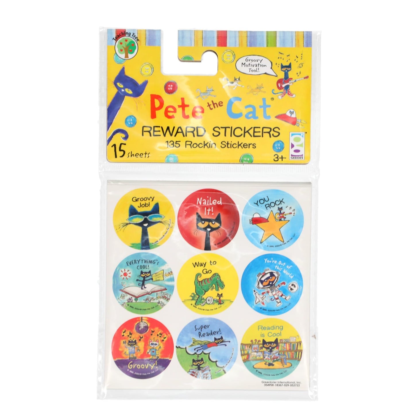 Pete the Cat Reward Stickers, 135-ct. 1.125-in. (Pack of 36)