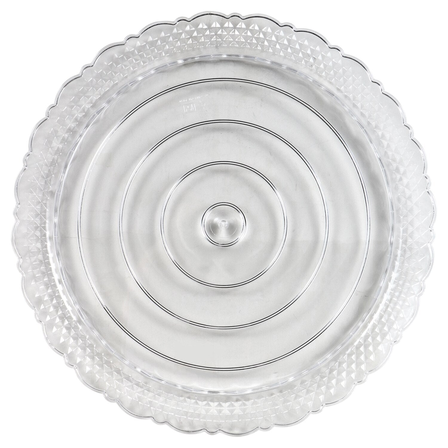 Clear Crystal-Cut Decorative Cake Plates with Scalloped Edges, 11 in. (Pack of 4