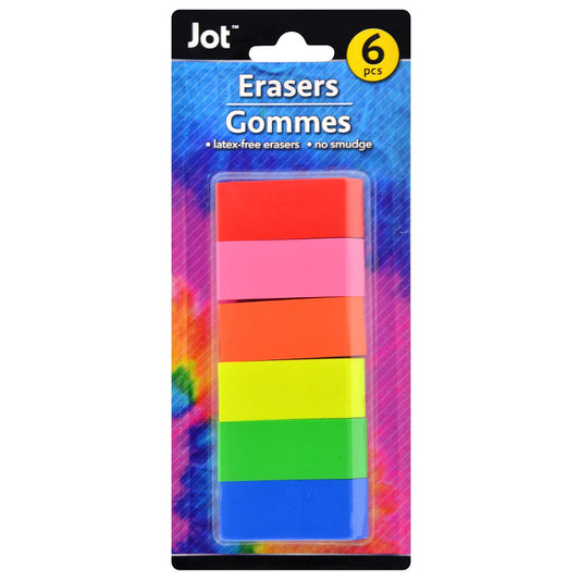 Bright Beveled Neon Erasers, 6-ct. Packs (Pack of 24)