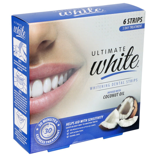 Ultimate White Whitening Strips with Coconut Oil, 6-ct. Packs (Pack of 12)